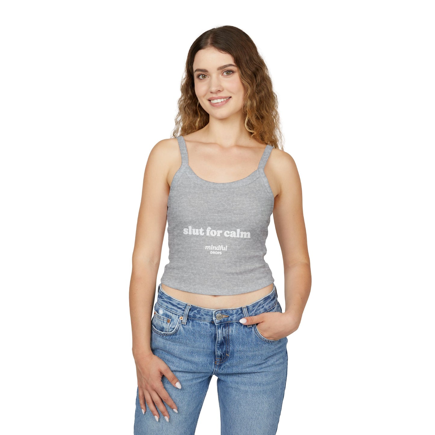 Tank Top — "Slut For Calm" Crop Spaghetti Strap Tank