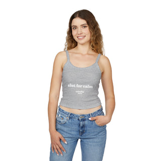 Tank Top — "Slut For Calm" Crop Spaghetti Strap Tank